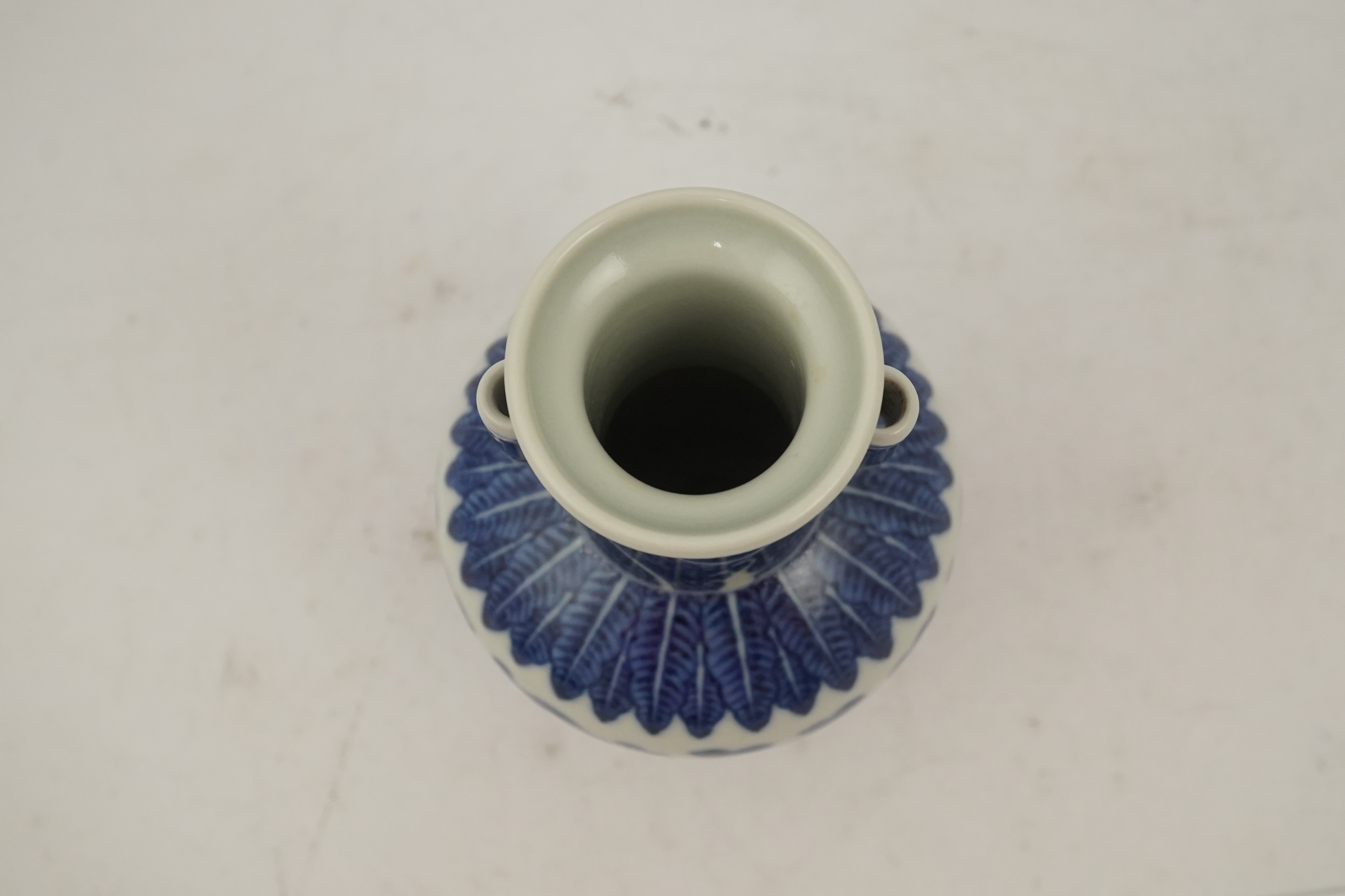 A Chinese blue and white arrow vase, Qianlong mark and of the period (1736-95)